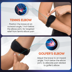 Tennis & Golfer's 2-Pack Elbow Braces - Support Strap for Tendonitis Pain Relief