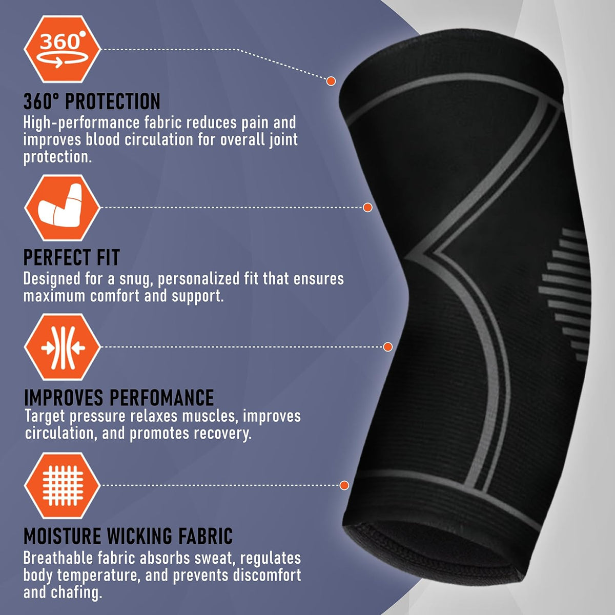 Elbow Compression Sleeve - 2 Pack Elbow Brace for Tennis & Golfer's Elbow Pain Relief