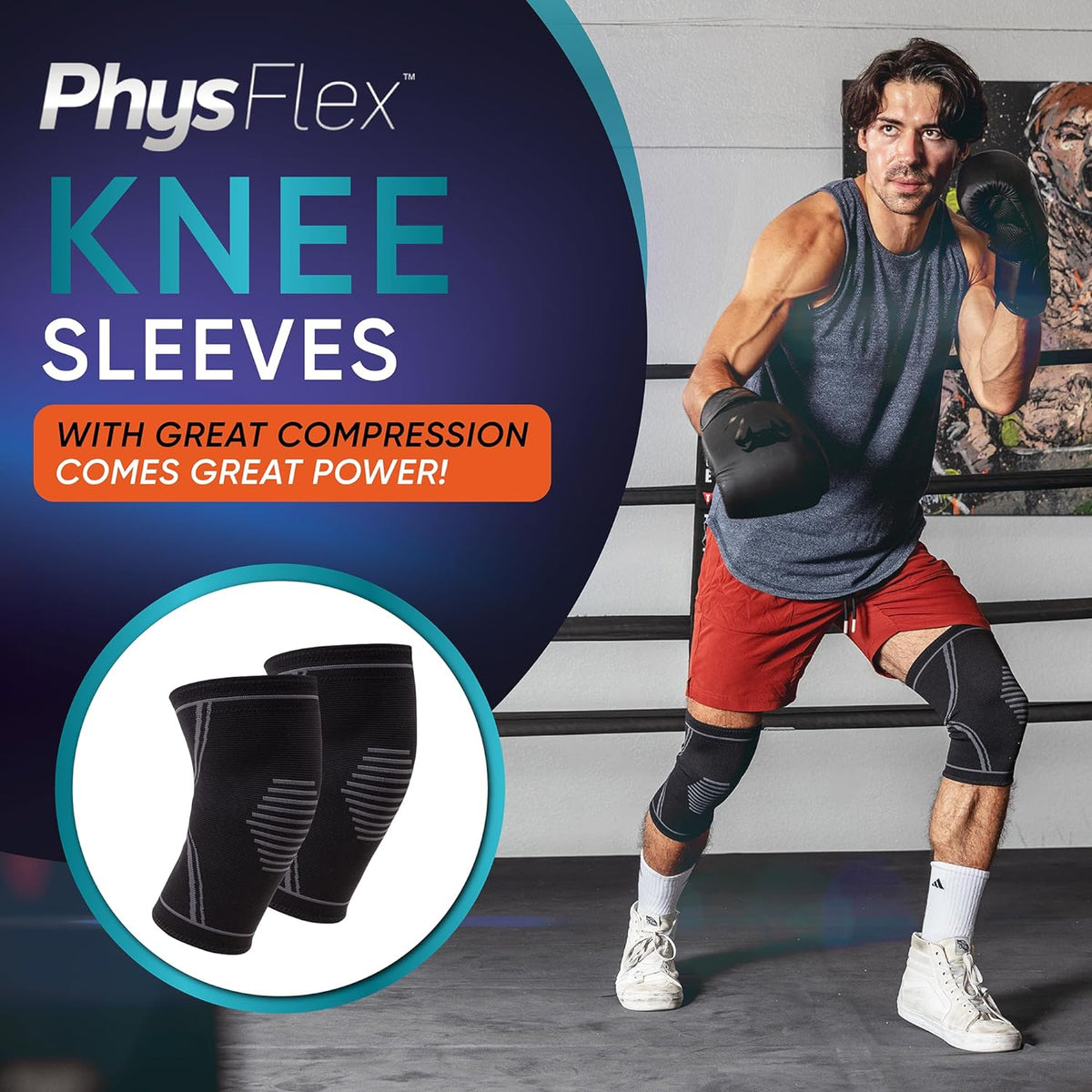 2 Pack Knee Compression Sleeves for Men and Women - Pain Relief, Meniscus Tear, ACL, Arthritis