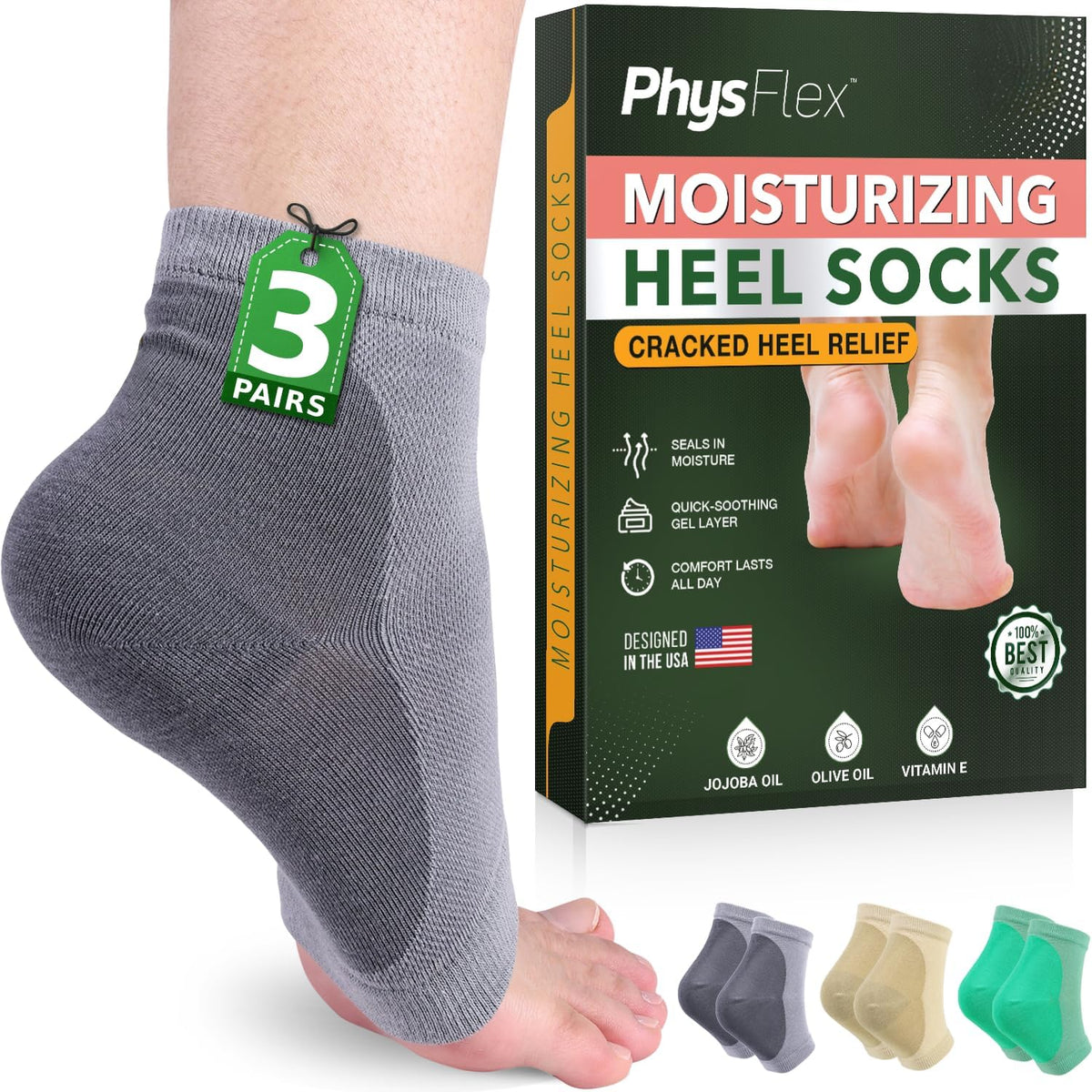 Moisturizing Heel Socks for Cracked Heels - Silicone Socks for Women and Men Foot Treatment & Overnight Hydration