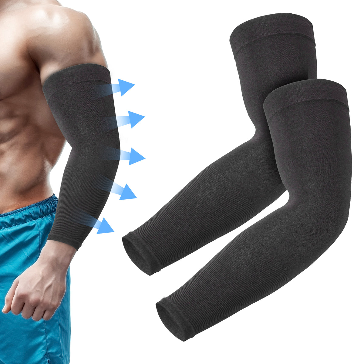 Cooling Arm Sleeves for Sun Protection - Arm Compression Sleeves for Men & Women