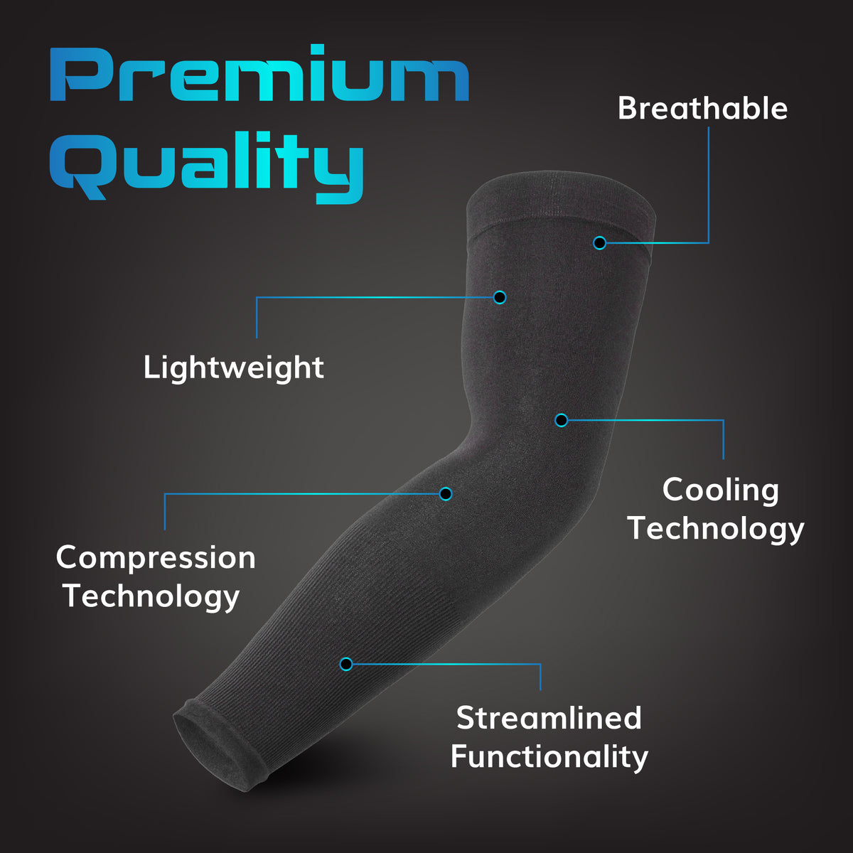 Cooling Arm Sleeves for Sun Protection - Arm Compression Sleeves for Men & Women