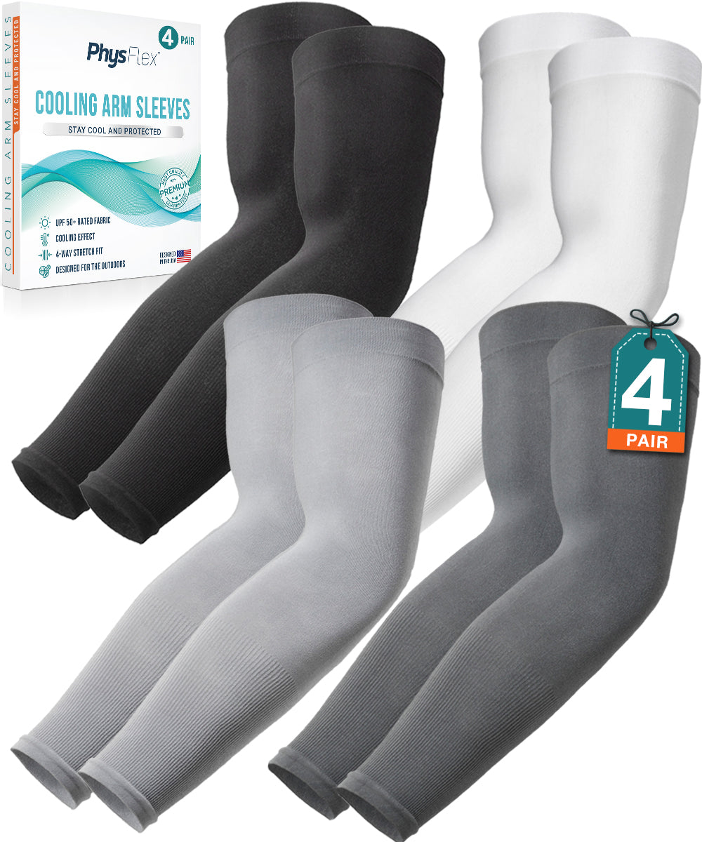 Cooling Arm Sleeves for Sun Protection - Arm Compression Sleeves for Men & Women