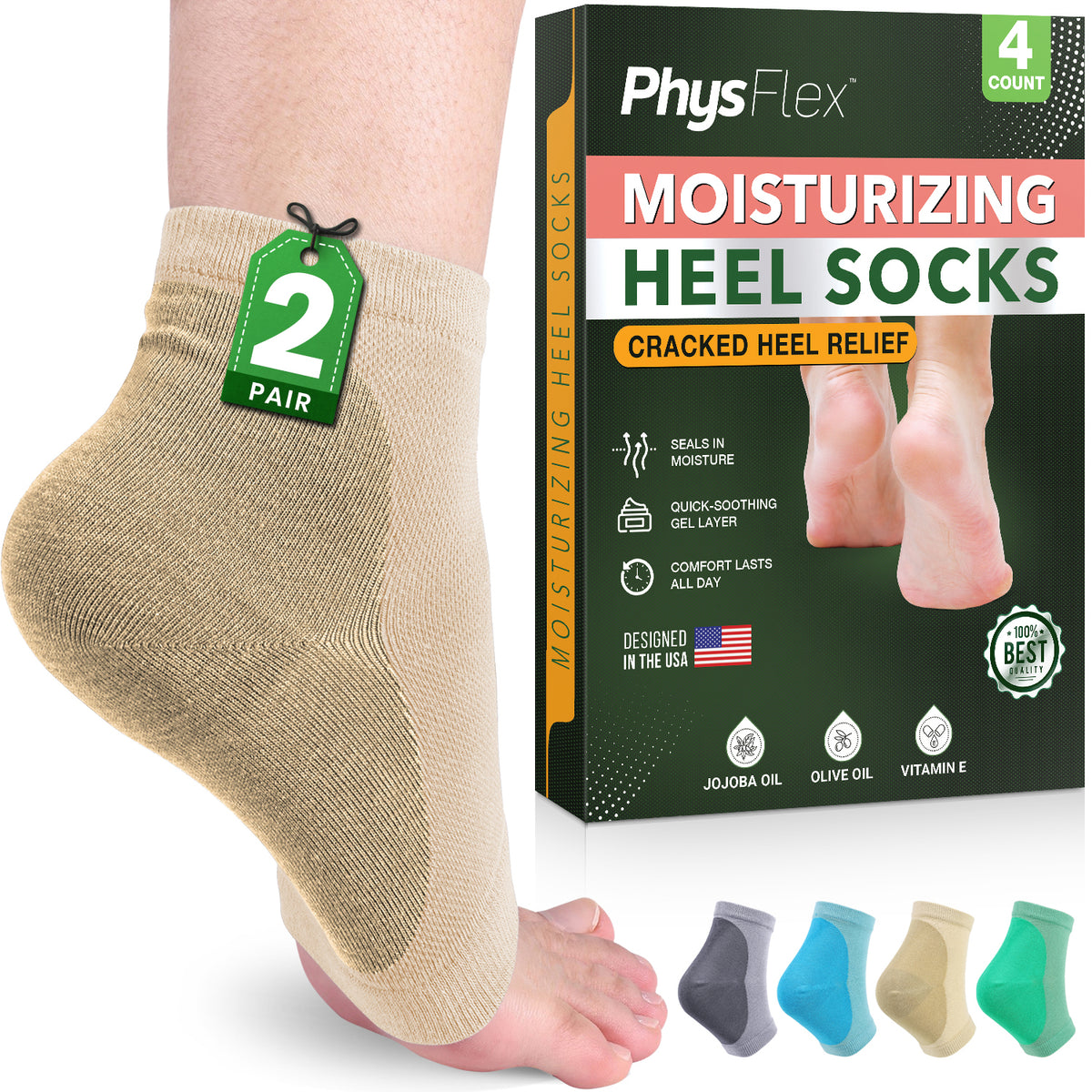 Moisturizing Heel Socks for Cracked Heels - Silicone Socks for Women and Men Foot Treatment & Overnight Hydration