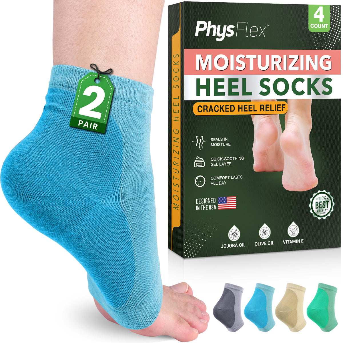 Moisturizing Heel Socks for Cracked Heels - Silicone Socks for Women and Men Foot Treatment & Overnight Hydration