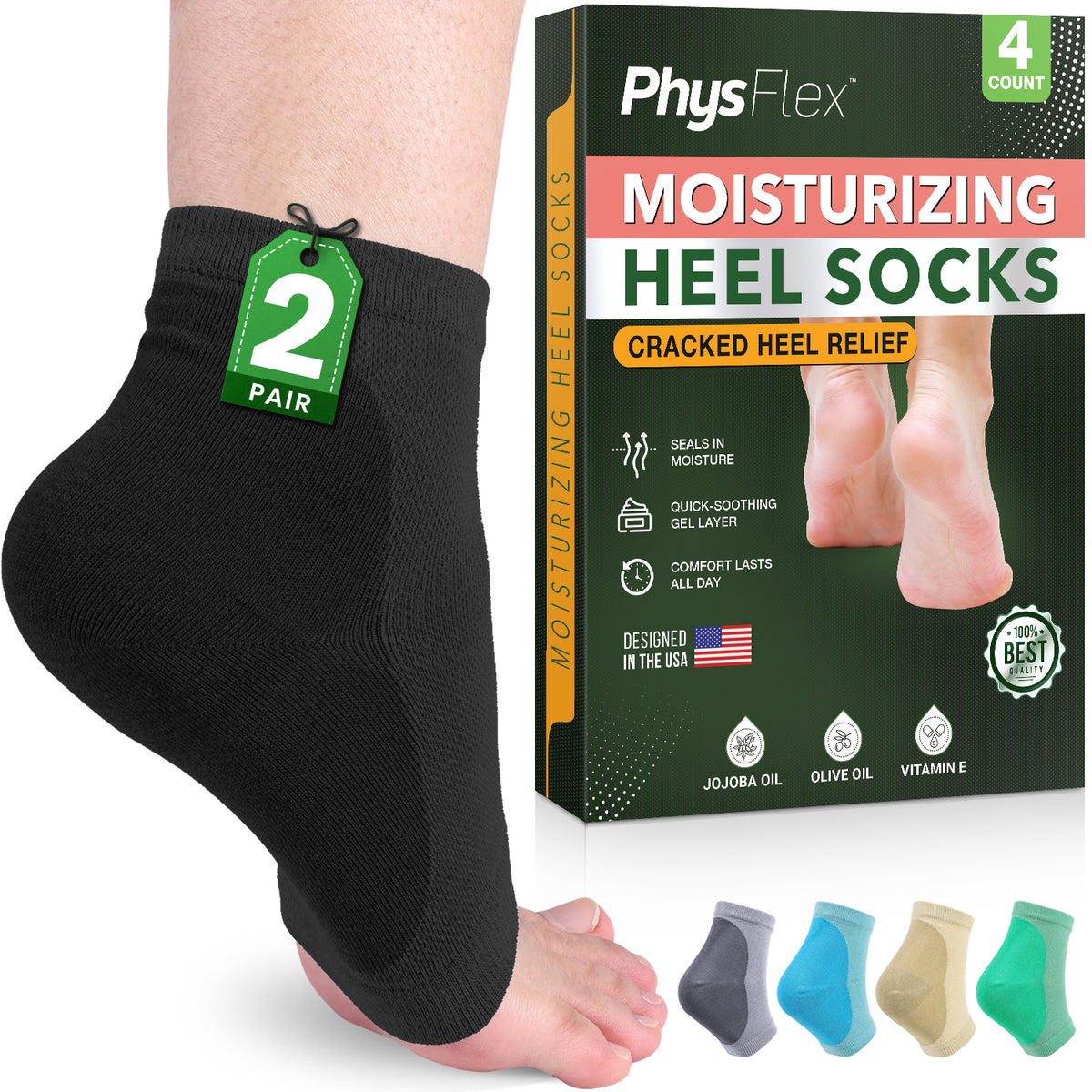 Moisturizing Heel Socks for Cracked Heels - Silicone Socks for Women and Men Foot Treatment & Overnight Hydration