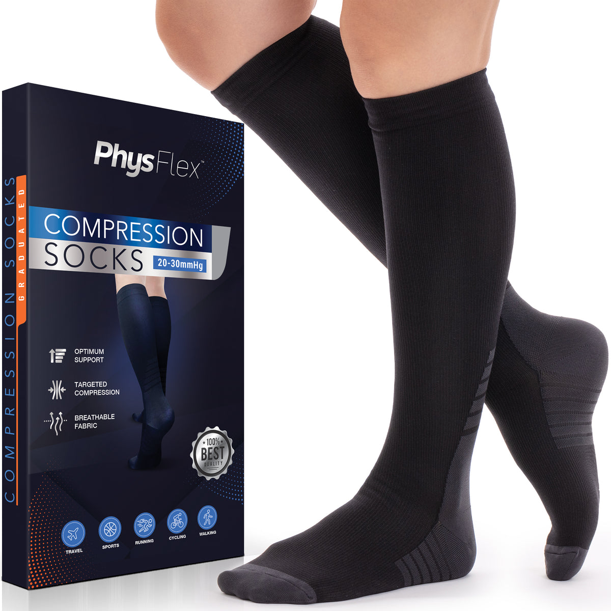 Graduated Compression Socks for Women and Men - Enhance Circulation & Reduce Fatigue