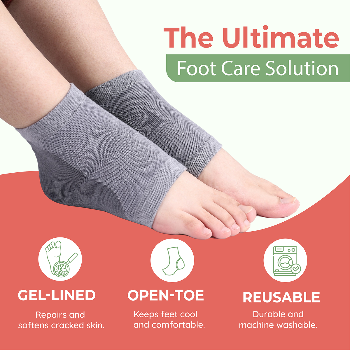 Moisturizing Heel Socks for Cracked Heels - Silicone Socks for Women and Men Foot Treatment & Overnight Hydration