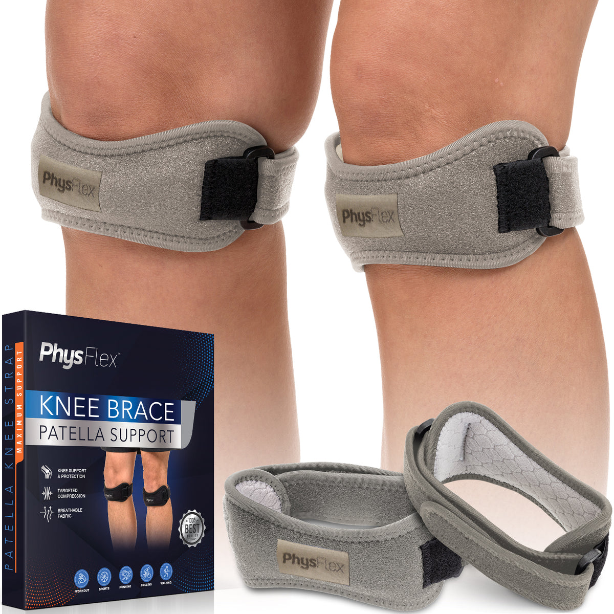 Patella Knee Brace - Knee Support and Pain Relief - Adjustable Strap