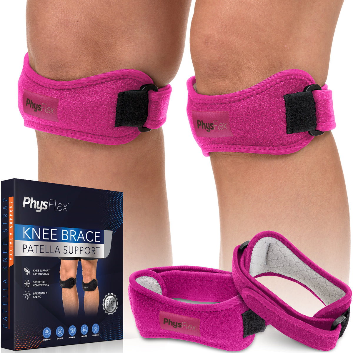 Patella Knee Brace - Knee Support and Pain Relief - Adjustable Strap