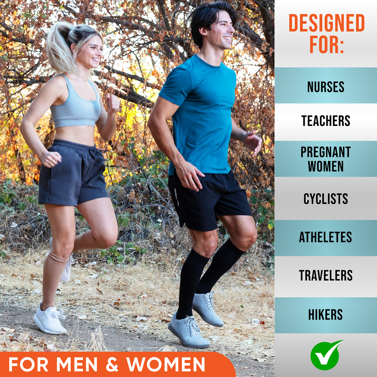 Graduated Compression Socks for Women and Men - Enhance Circulation & Reduce Fatigue