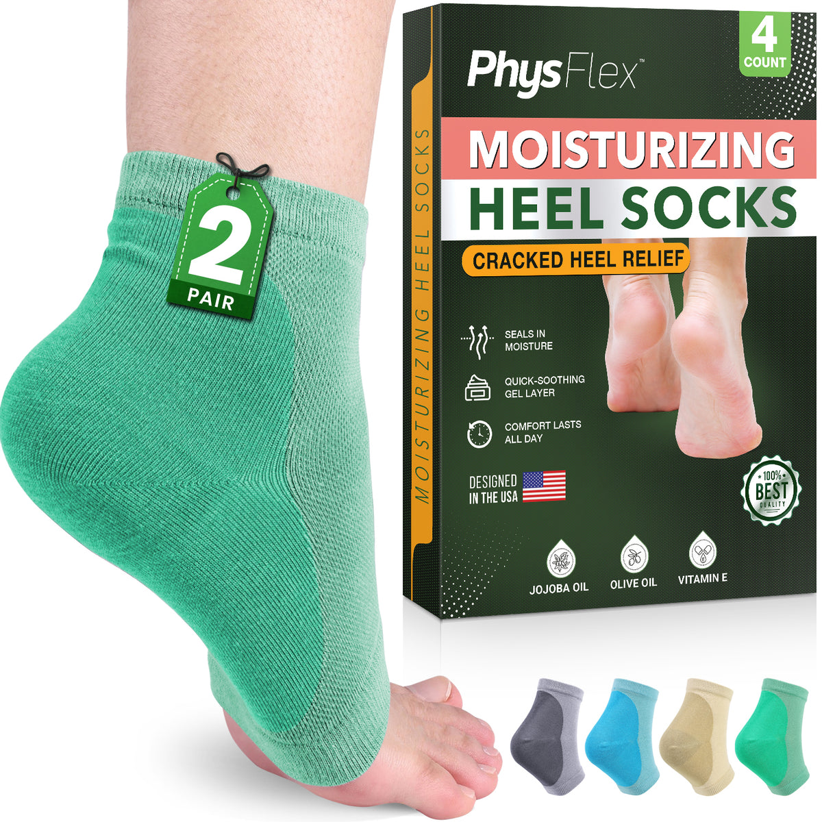 Moisturizing Heel Socks for Cracked Heels - Silicone Socks for Women and Men Foot Treatment & Overnight Hydration
