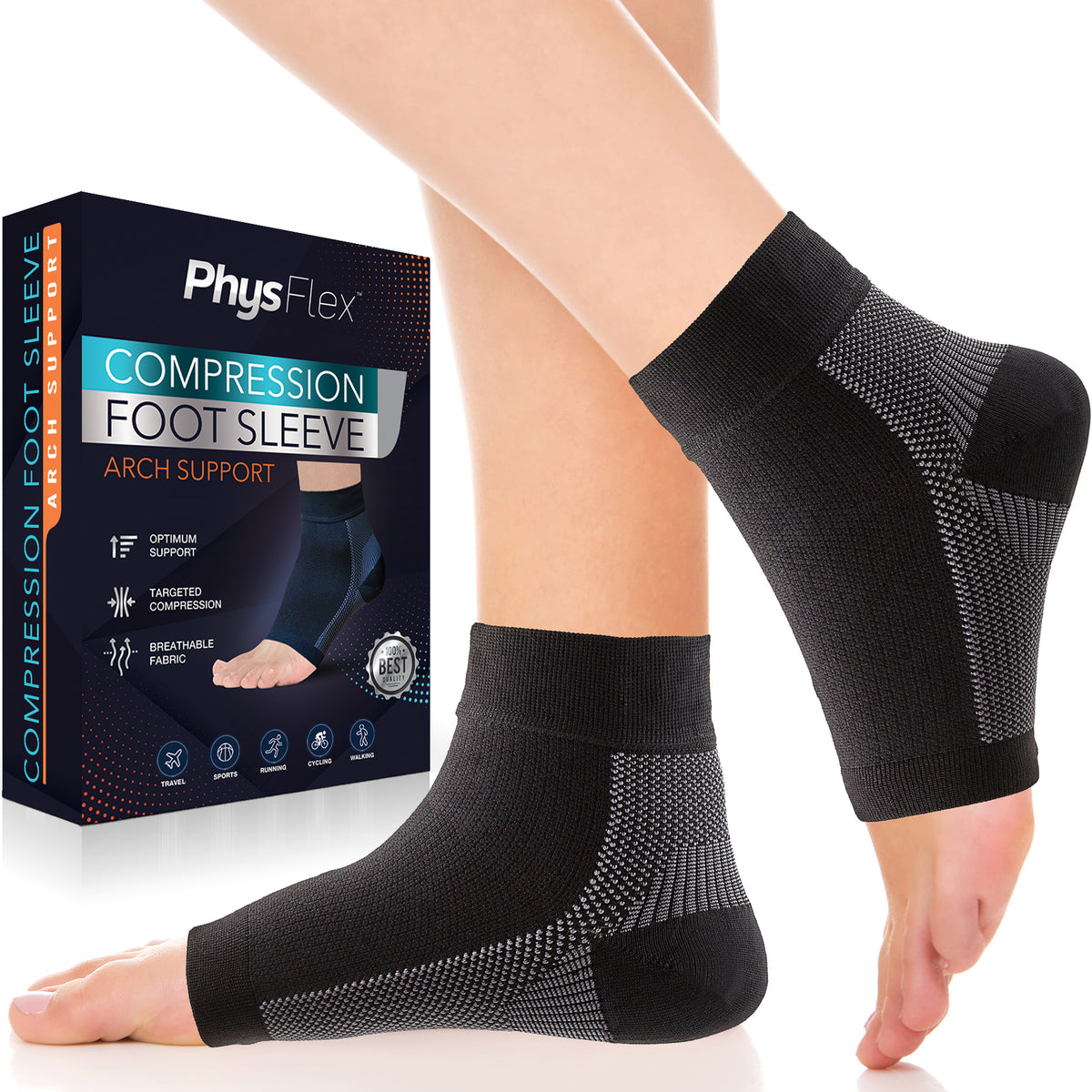 Foot Compression Socks for Plantar Fasciitis, Achilles Tendonitis Relief & Arch Support