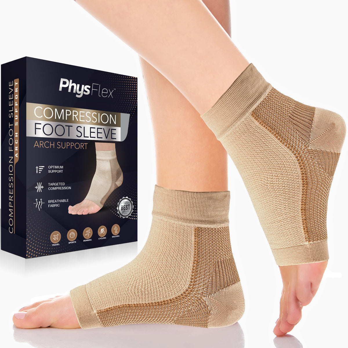 Foot Compression Socks for Plantar Fasciitis, Achilles Tendonitis Relief & Arch Support